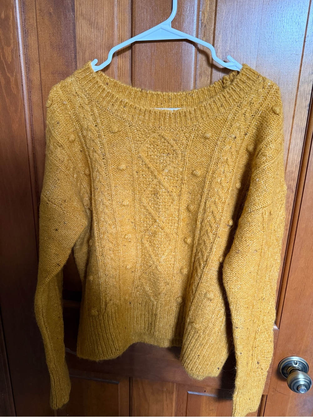 Old Navy Mustard Yellow Cable-Knit Crewneck Sweater